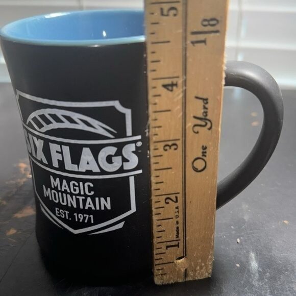 Six Flags Magic Mountain Black & Blue Coffee Mug Est. 1971 - Picture 4 of 6